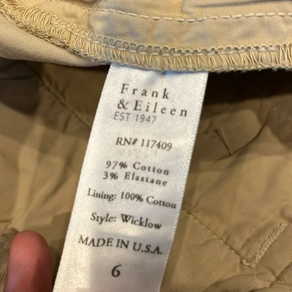 Frank & Eileen Woman's Wicklow The Italian Chino Pants Sz 6 - Picture 6 of 9